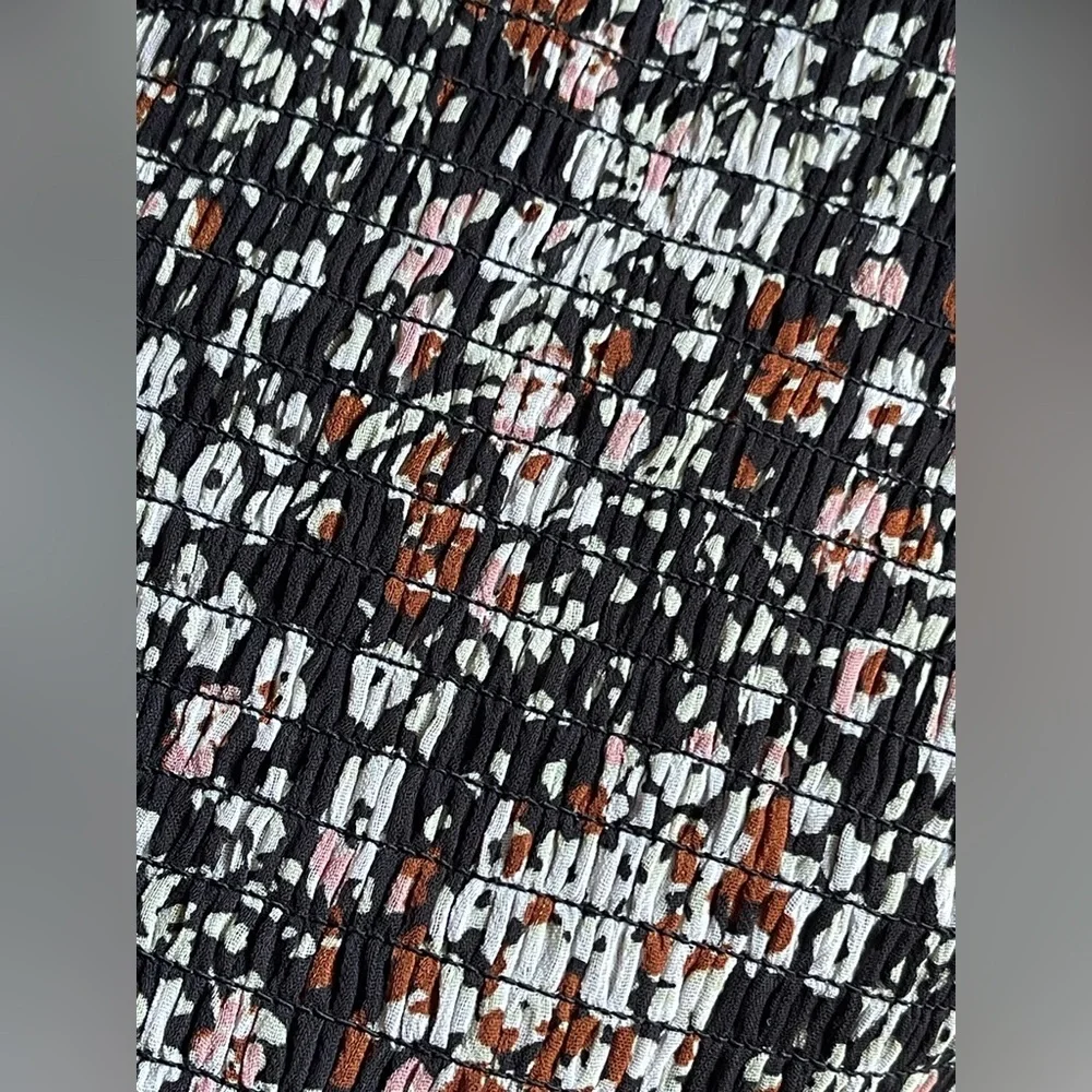 Lulus NWOT Mood Setter Black Floral Print Ruched Long Sleeve Top - Picture 8 of 12